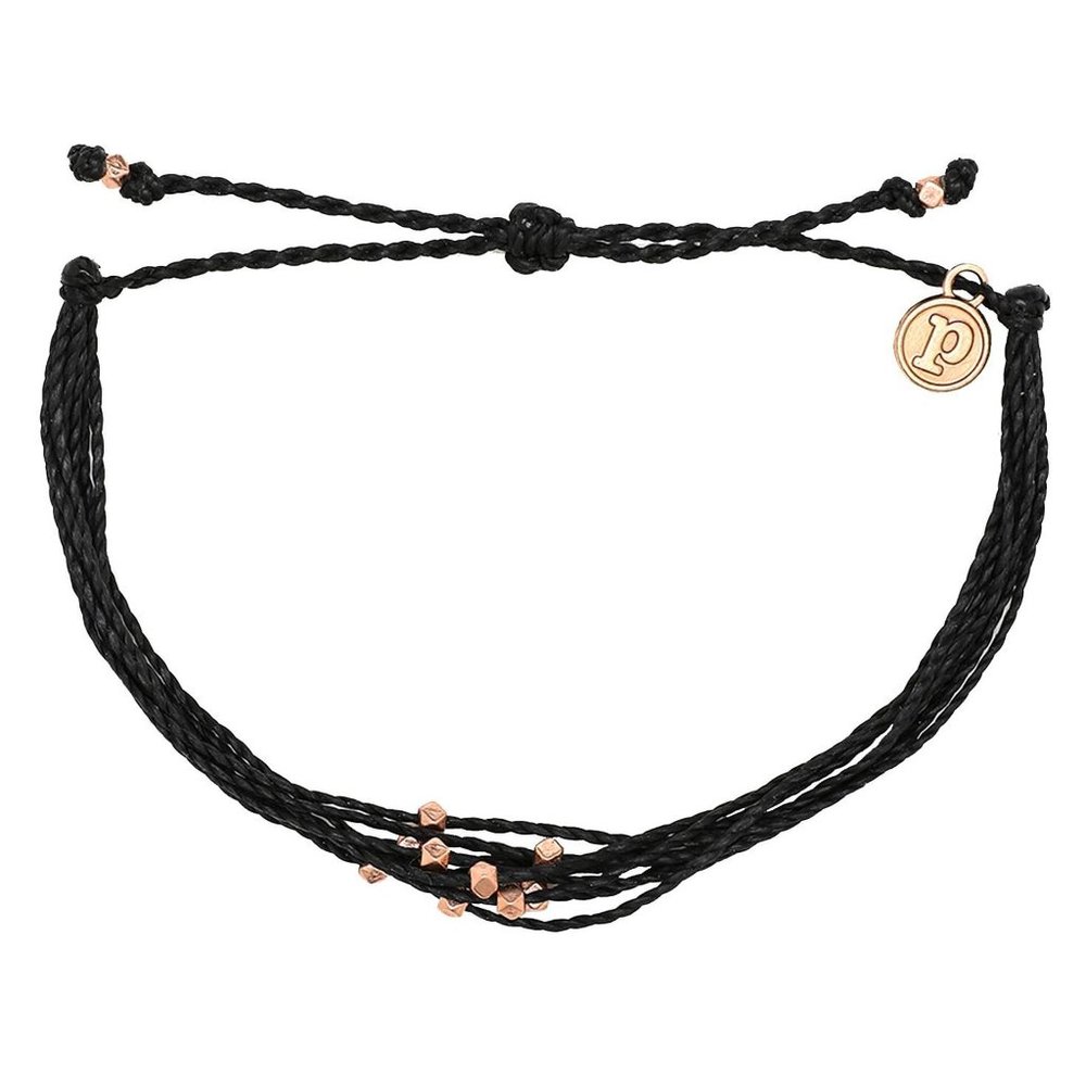 Pura Vida Black Malibu Bead Bracelet Rose Gold